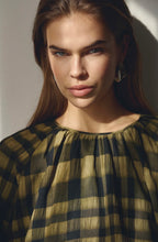 Load image into Gallery viewer, KYEL CHECK BALLOON BLOUSE - ARMY
