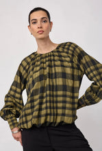 Load image into Gallery viewer, KYEL CHECK BALLOON BLOUSE - ARMY
