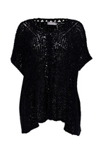 Load image into Gallery viewer, Vee neck black waffle effect knit top
