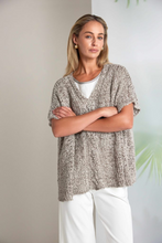 Load image into Gallery viewer, Vee neck Taupe waffle effect knit top
