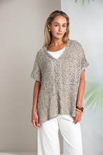 Load image into Gallery viewer, Vee neck Taupe waffle effect knit top
