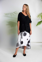 Load image into Gallery viewer, Vee neck black waffle effect knit top
