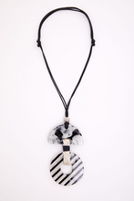Load image into Gallery viewer, Stripped disc necklace with print semi circle trim
