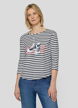 Load image into Gallery viewer, Good vibes navy striped top
