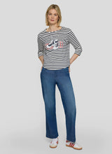 Load image into Gallery viewer, Good vibes navy striped top
