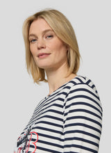 Load image into Gallery viewer, Good vibes navy striped top
