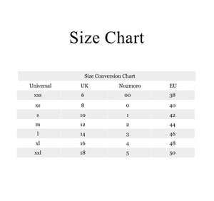 Size Chart | No2moro | Ryan Design Clonmel